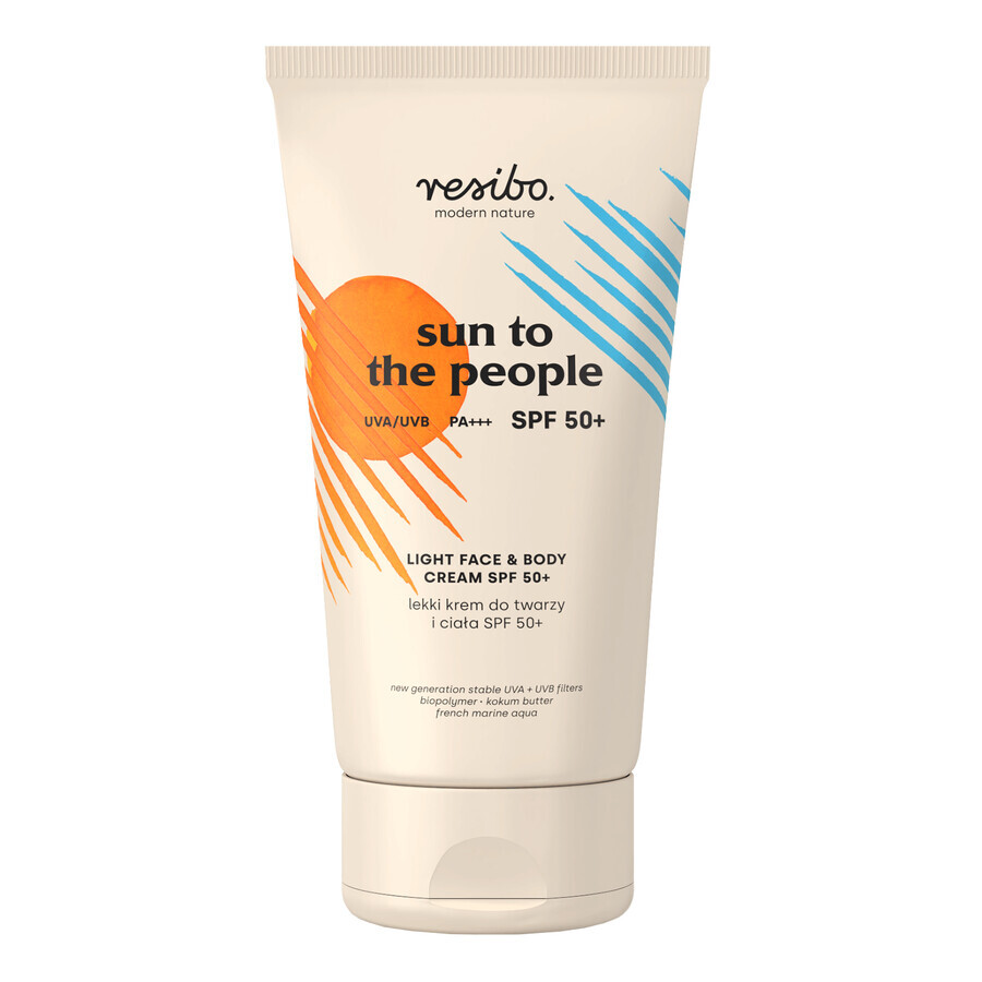 Resibo Sun To The People, light cream for face and body, SPF 50+, 150 ml