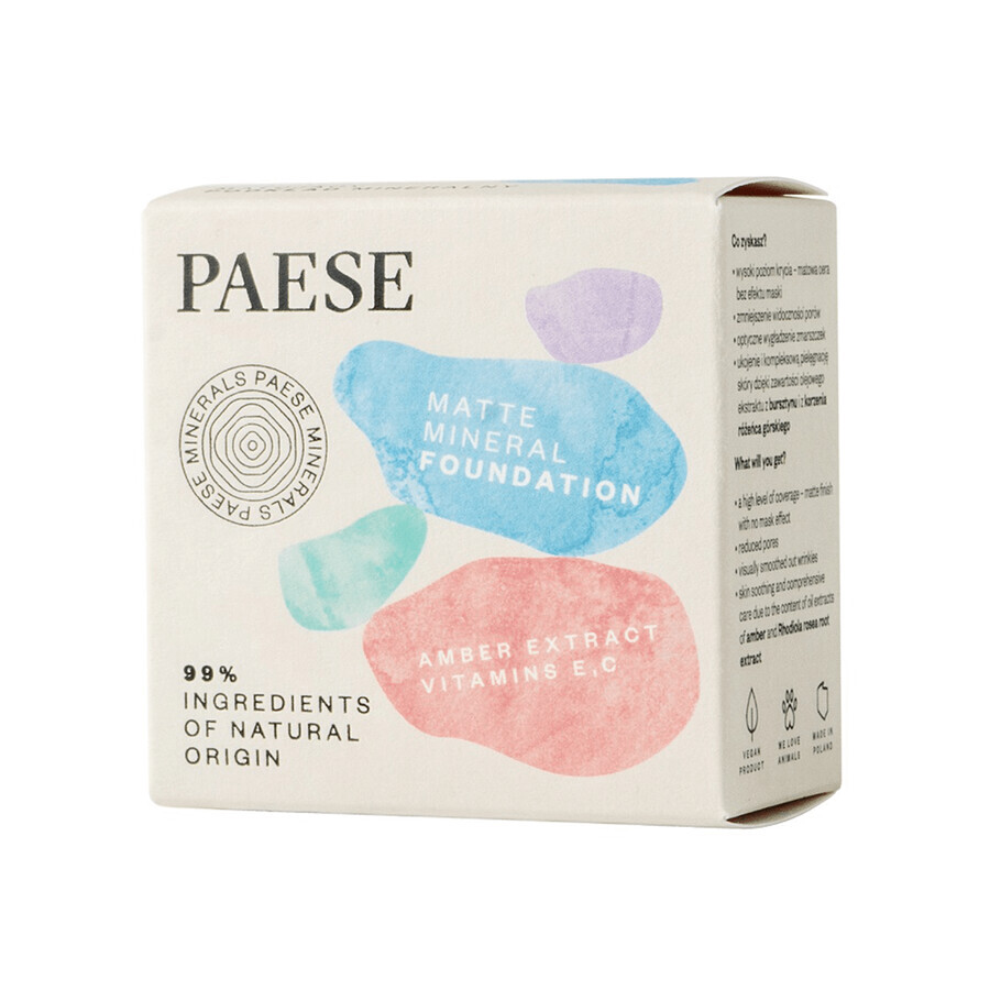 Paese Minerals, minerale matterende foundation, los, 102W Natural, 7 g