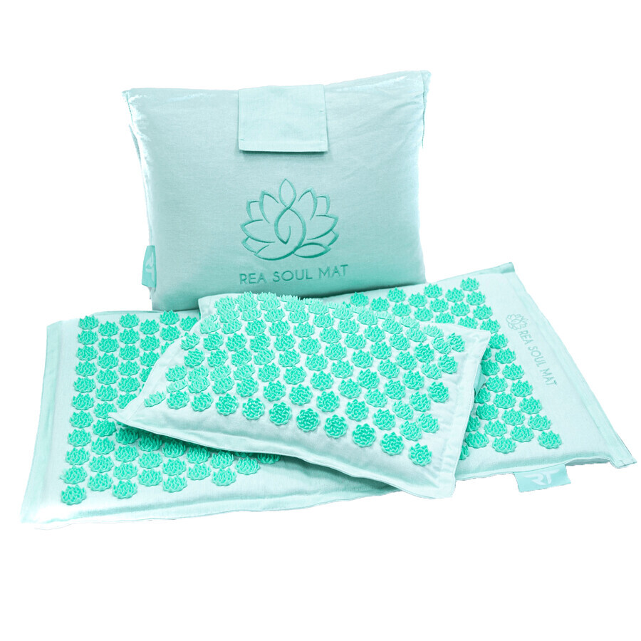 Rea Soul Mat, tapis d'acupression avec coussin, lin, menthe + sac gratuit