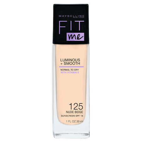 Maybelline Fit Me ! Luminous and Smooth, fond de teint illuminateur, No. 125 Nude, 30 ml