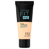 Maybelline Fit Me! Matte and Poreless, mattifying foundation, no. 112, Soft Beige, 30 ml