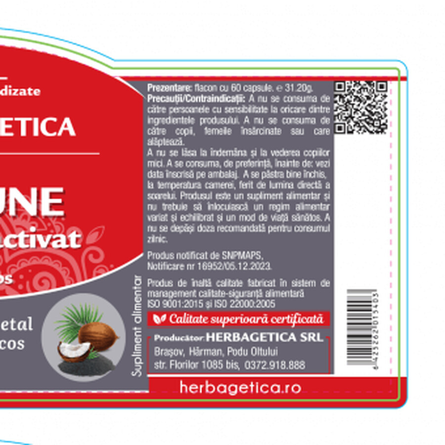 Herbagetica Carbone attivo medicinale x 60cps