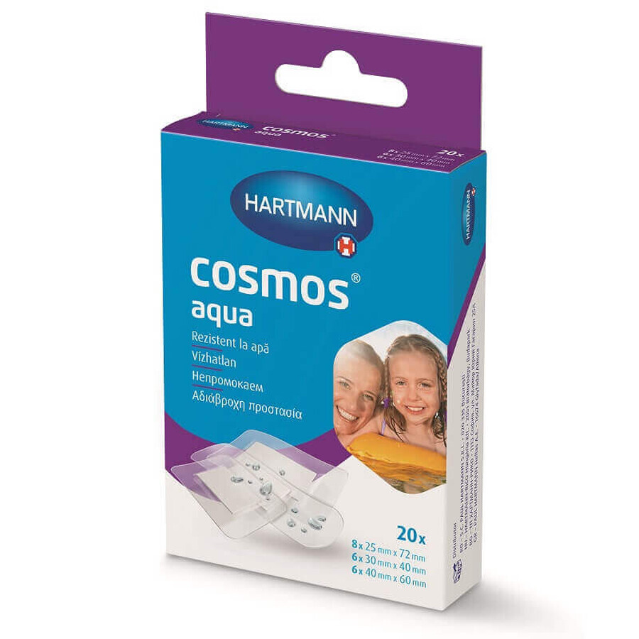 Parches transparentes Cosmos Aqua, 20 unidades, Hartmann