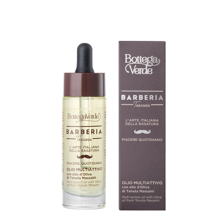 Olio multifunzionale per pelle e barba con olio di oliva di Palatul Massaini Barberia Toscana, 30 ml, Bottega Verde