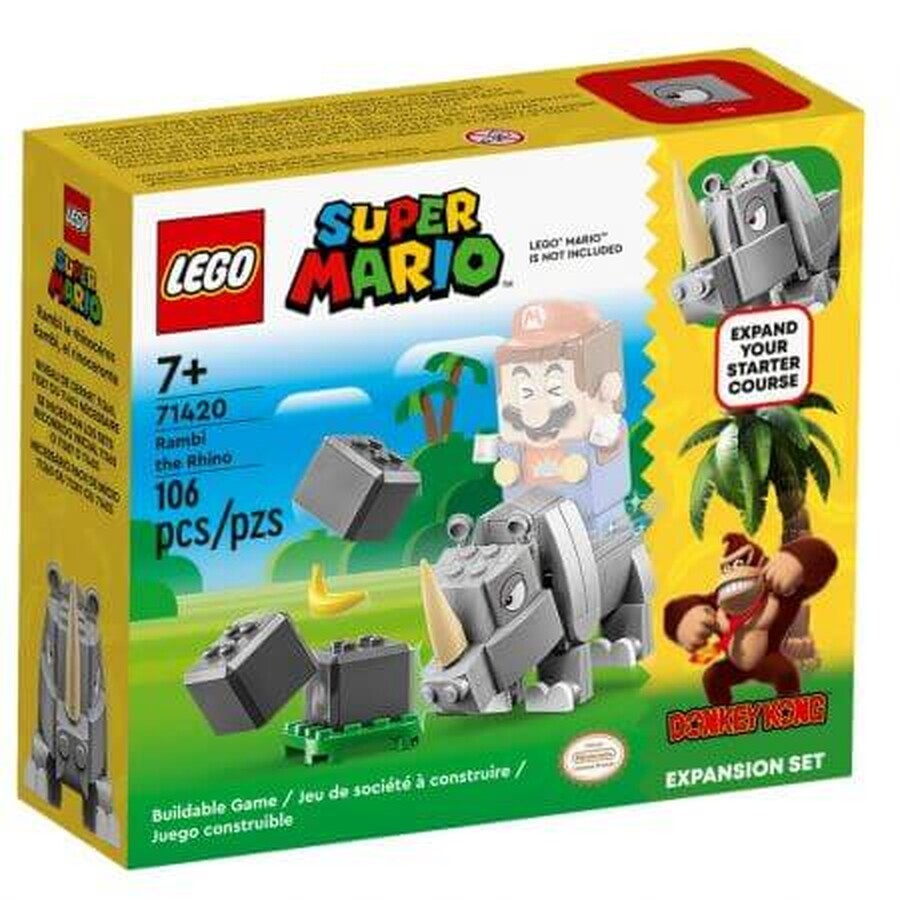Set di espansione Rambi Rhino, 7 anni+, 71420, Lego Super Mario