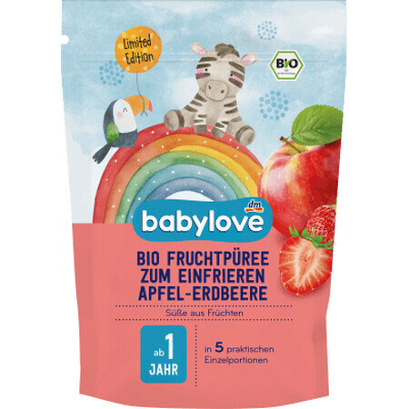 Babylove Purea di frutta con mele e fragole 1 anno +, 225 g