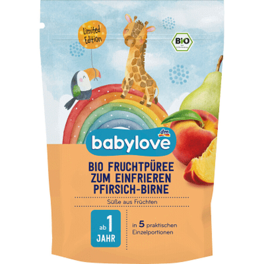 Babylove Purea di frutta con pesche e pere 1 anno +, 225 g