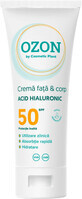 Crema cosmetica vegetale per viso e corpo con acido ialuronico e protezione solare SPF50, 100 ml