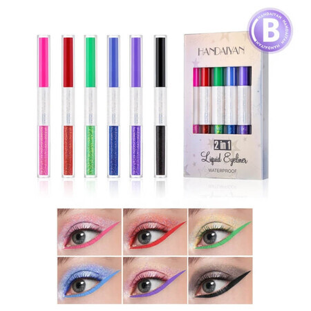 Set de 6 Eye Liners colorés Handaiyan, Eyeliner liquide, Waterproof, B