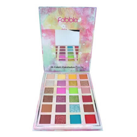 Fabbla Oogschaduwpalette, Fabbla, 24 gepigmenteerde, matte en parelmoerachtige kleuren