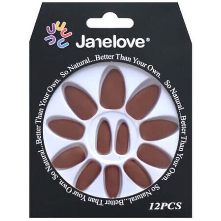 Set di 12 unghie finte Janelove Matte, opache, cioccolato