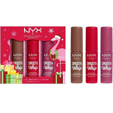 Set di 3 rossetti liquidi, NYX, Smooth Whip Matte Lip Trio, 3 x 4 ml