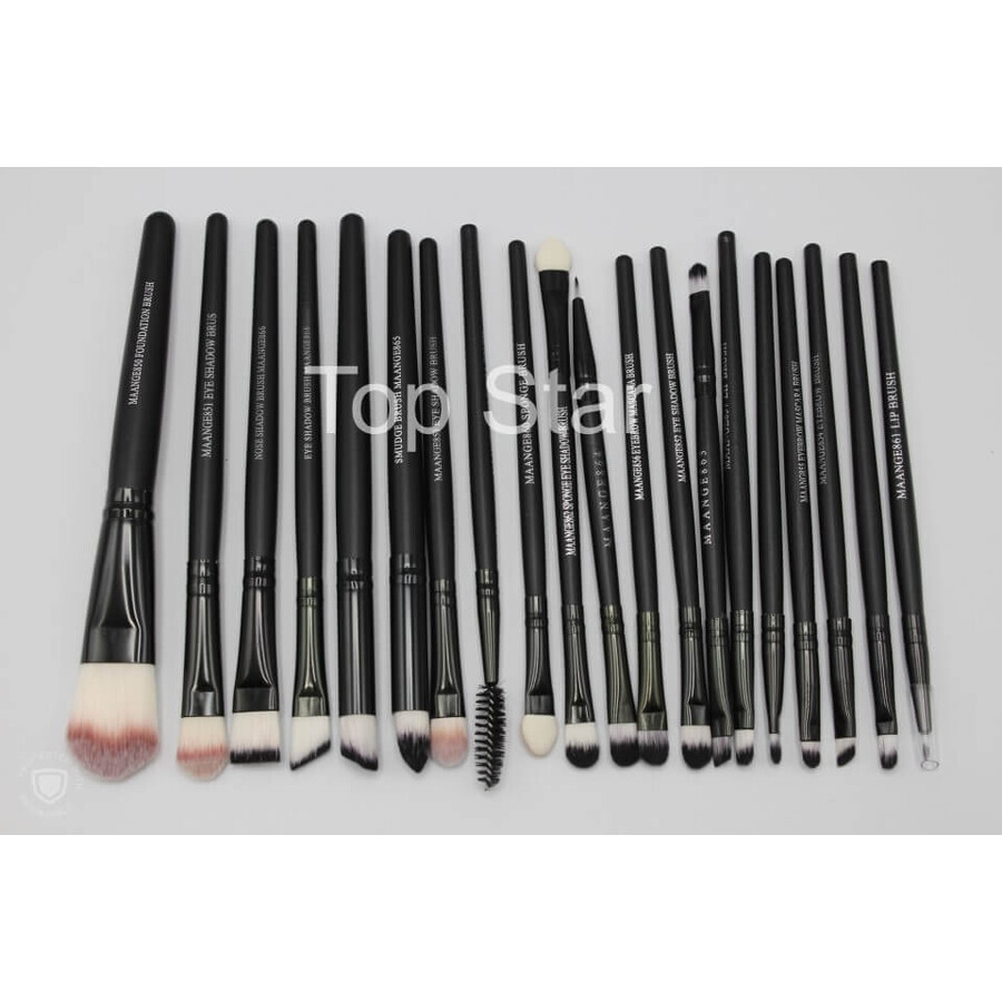 Lot de 20 pinceaux noirs pinceaux de maquillage