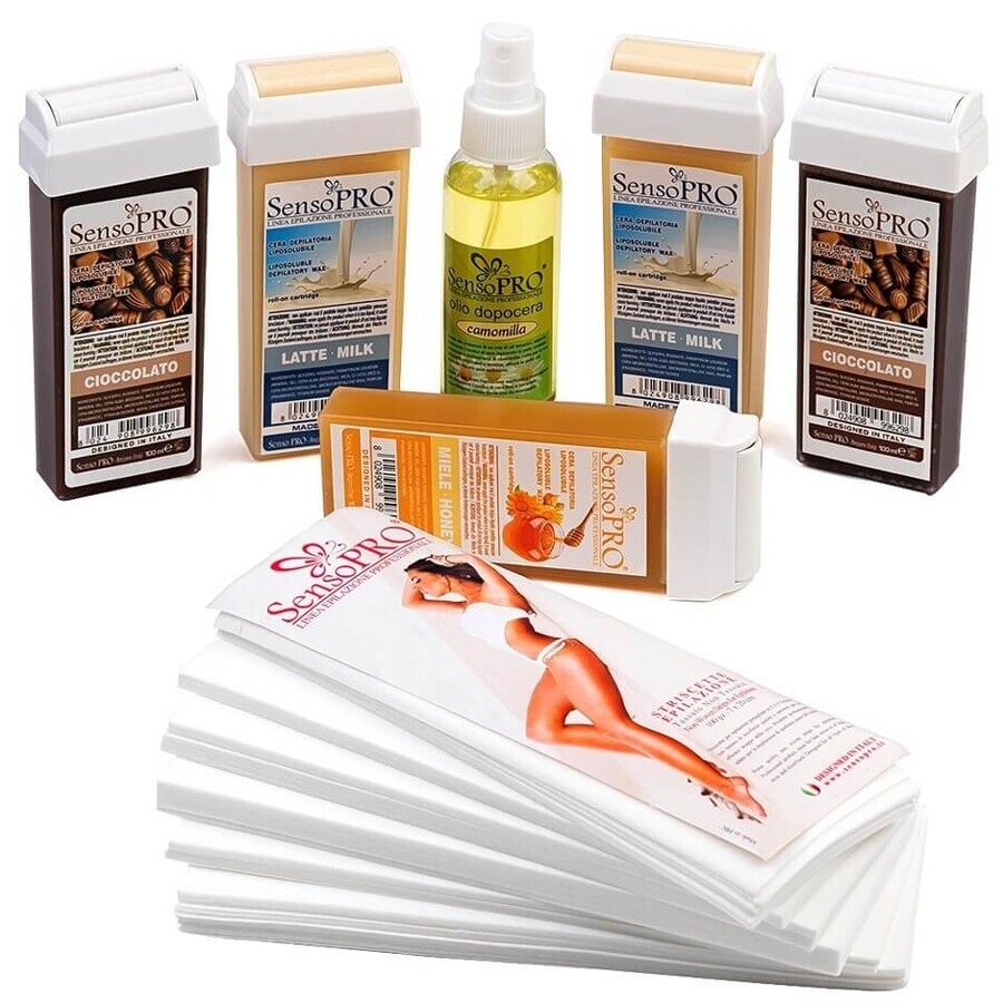 Kit ceretta 5 ricariche cera + strisce di cera + olio