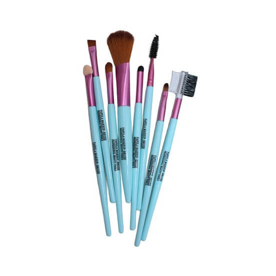 Makeup Brush Set, Makeup, 8 brushes, turquoise