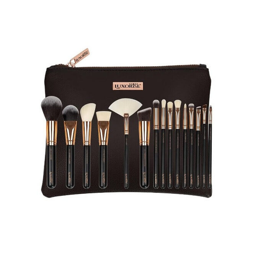 Set van 15 Make-up kwasten, Luxorise, Goud, Inclusief zakje