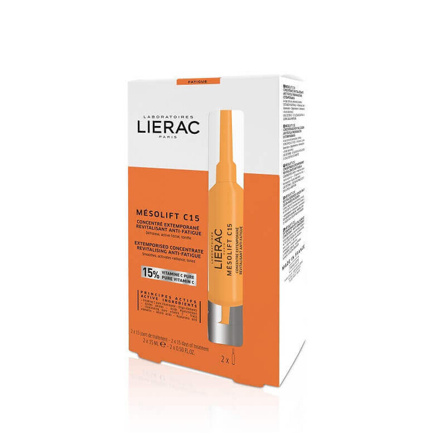 Lierac Mesolift - C15 Concentrato Rivitalizzante Anti Fatica Viso, 2 fiale x15ml