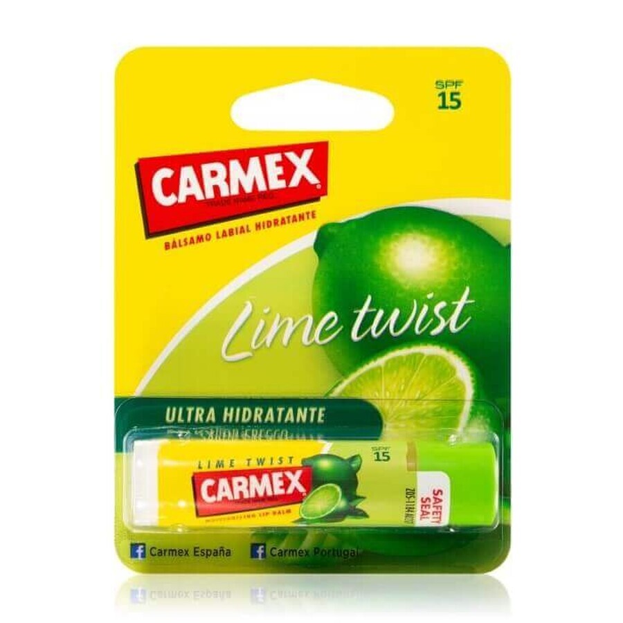 Lip balm stick with SPF 15 and lime flavour, 4.25 g, Carmex