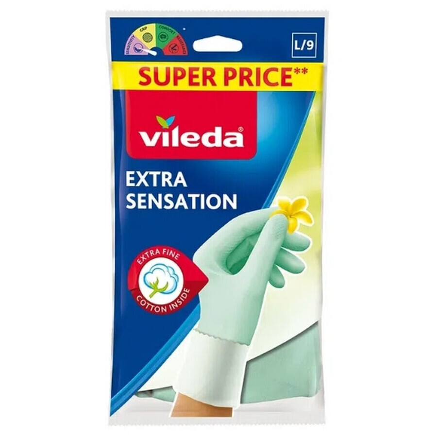 Vileda, Guanti Extra Sensation, taglia L, 1 paio