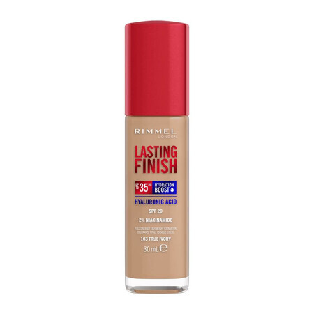 Rimmel Lasting Finish Fond de ten hidratant și de lungă durată cu SPF20 103 True Ivory, 30ml