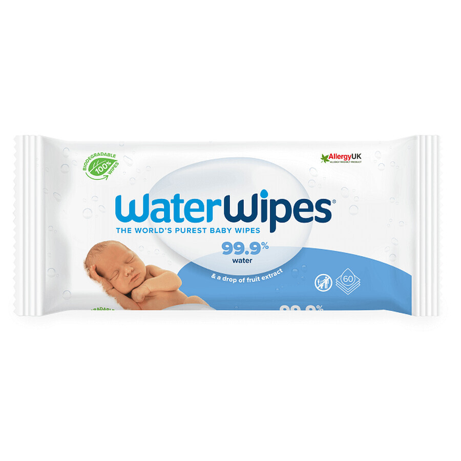 Biodegradable baby wipes, 60 pieces, WaterWipes