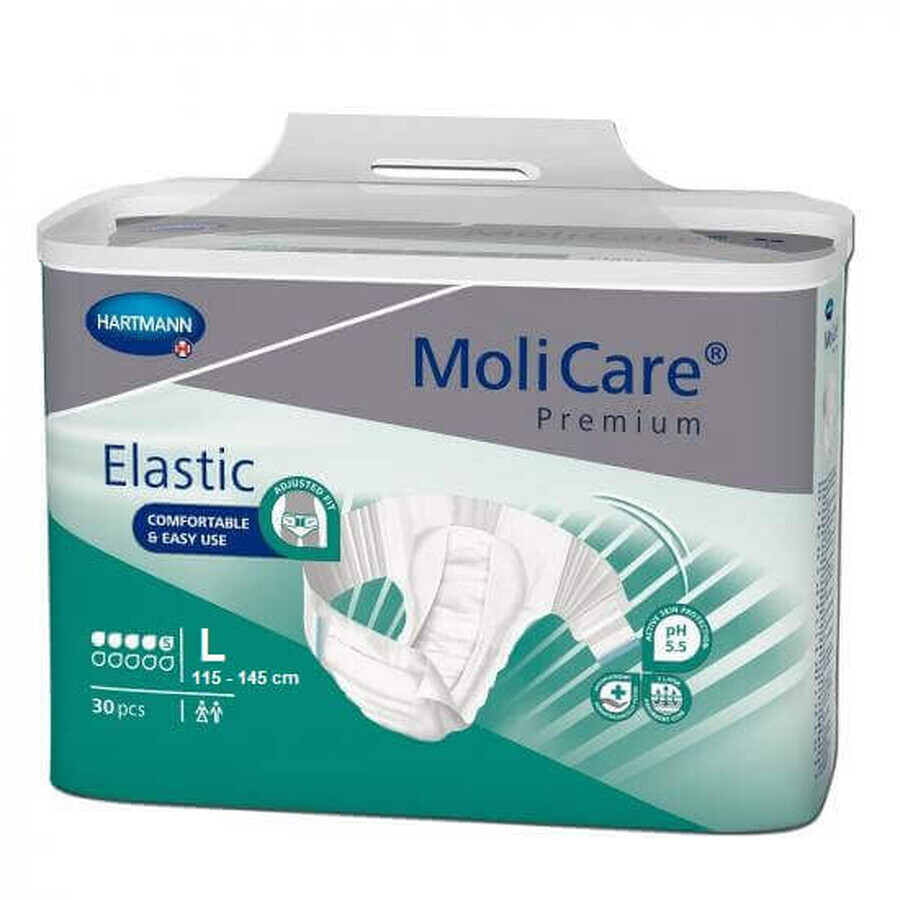 MoliCare Premium Elastic Incontinence Brief 5 PIC taille L (1651873), 30 pièces, Hartmann