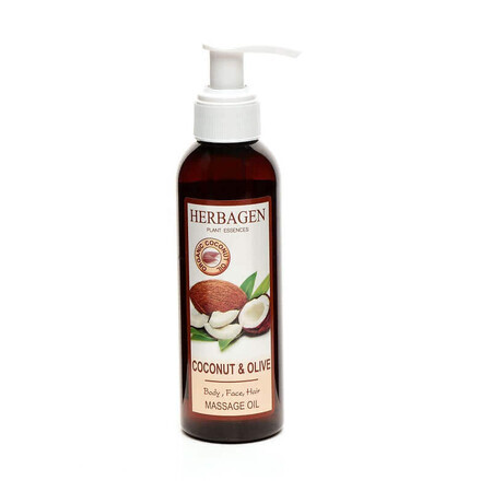 Massageolie met kokos en olijf, 150 ml, Herbagen