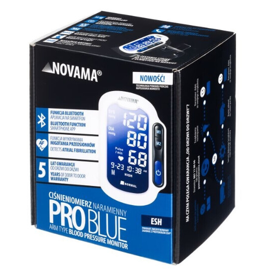 NOVAMA PRO BLUE BPM65B misuratore di pressione del braccio superiore con applicazione mobile, 1 pz.