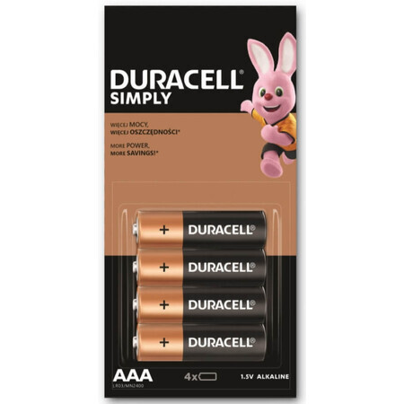 Batterie alcaline Duracell AAA, 4 pezzi