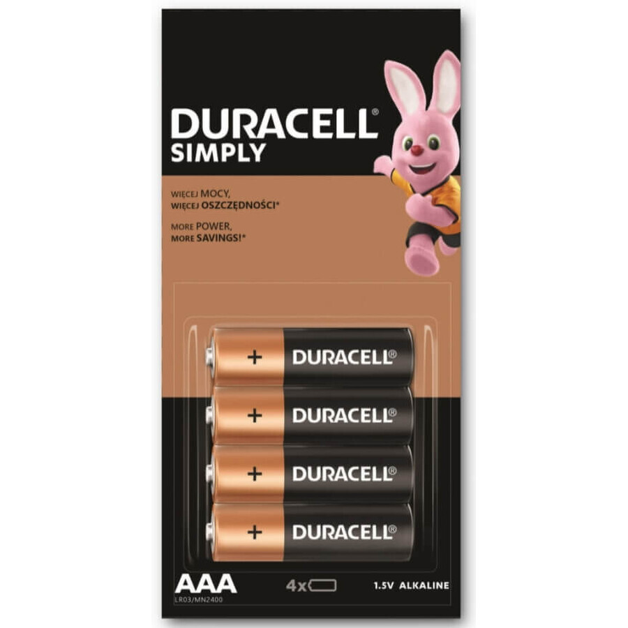 Batterie alcaline Duracell AAA, 4 pezzi