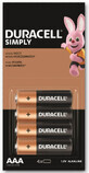 Batterie alcaline Duracell AAA, 4 pezzi