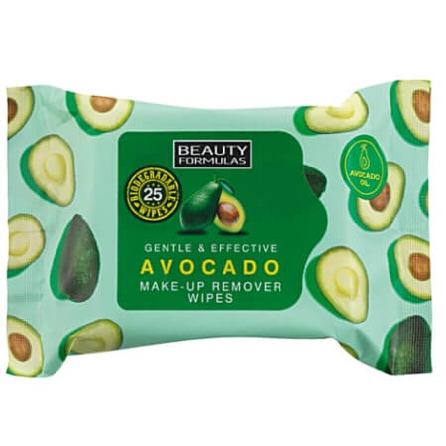 Beauty Formulas Salviette rimuovi olio di avocado, 25 pezzi