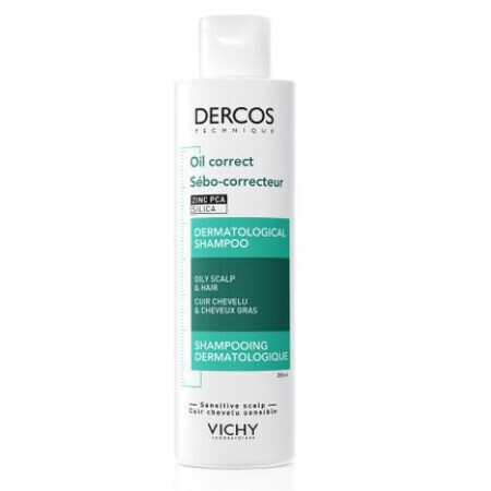 Vichy Dercos Oil Correct Shampoo normalizzante per capelli e cuoio capelluto grassi, 200 ml