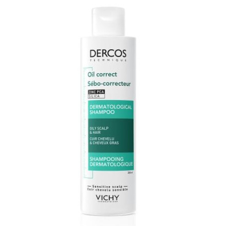 Vichy Dercos Oil Correct Shampoo normalizzante per capelli e cuoio capelluto grassi, 200 ml