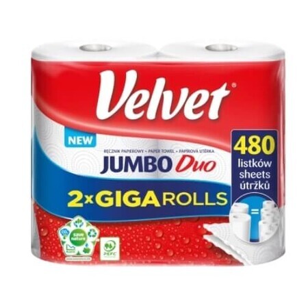 Asciugamani di carta Velvet Jumbo Duo, 2 rotoli