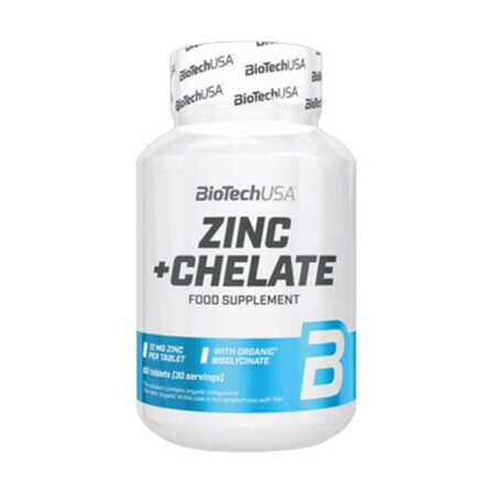 Zinc+Chelate, 60 comprimés, Biotech USA