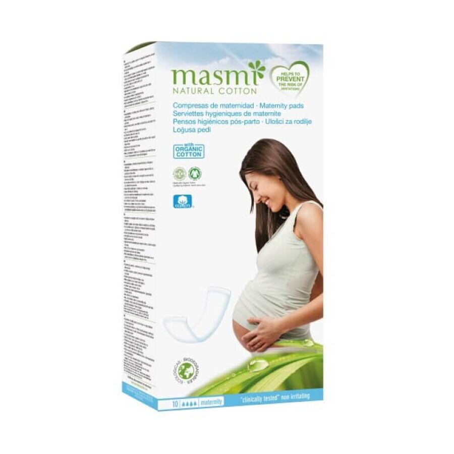 Masmi Organic bavena tampoane postnatale, 10 bucăți