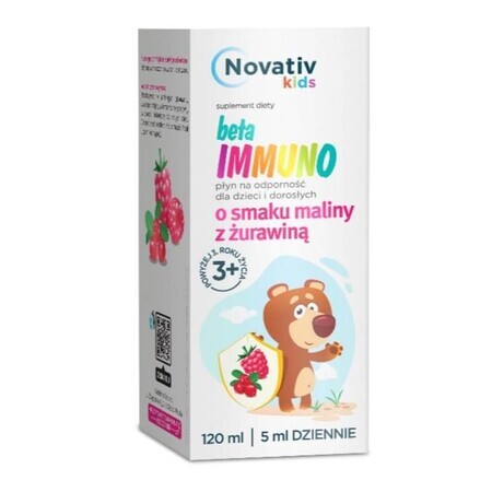 Novativ Kids Beta Immuno al gusto di lampone e uranberry, 120 ml