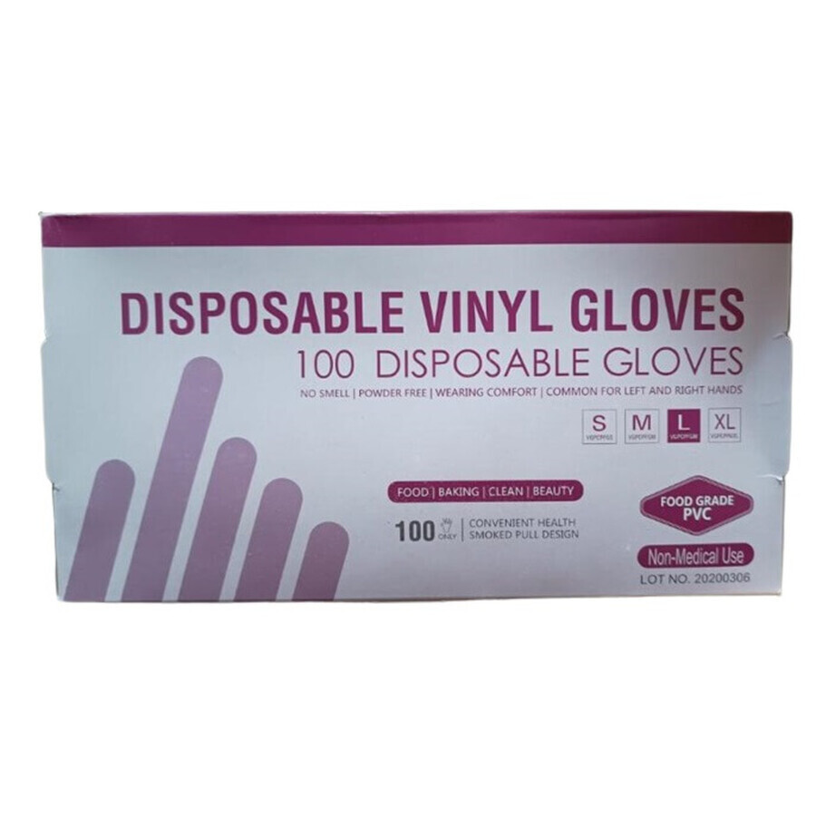 Vinyl gloves, size L, 100 pieces