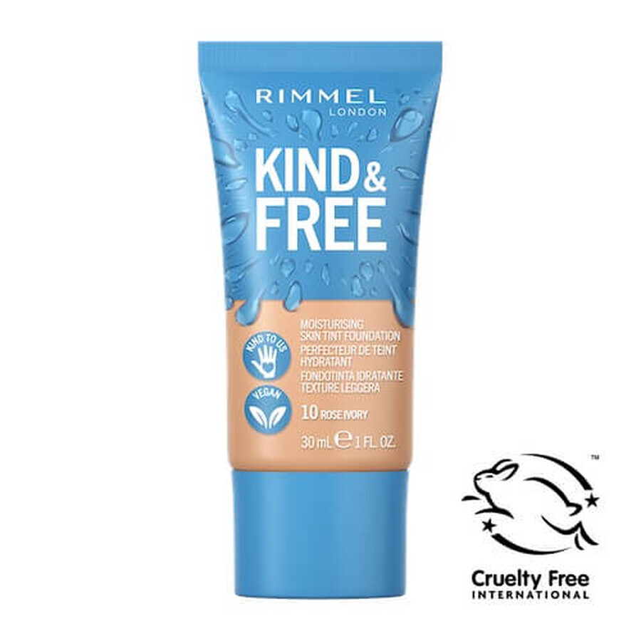 Rimmel Kind amp ; Free Vegan Moisturising Foundation 010 Rose Ivory, 30ml