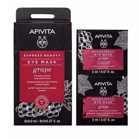 Apivita Express Beauty Gladmakend Druivenoogmasker, 2 x 2 ml