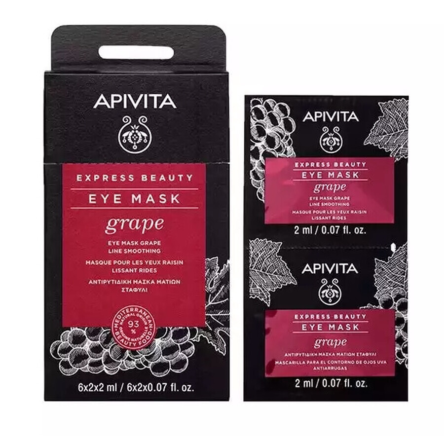 Apivita Express Beauty Gladmakend Druivenoogmasker, 2 x 2 ml