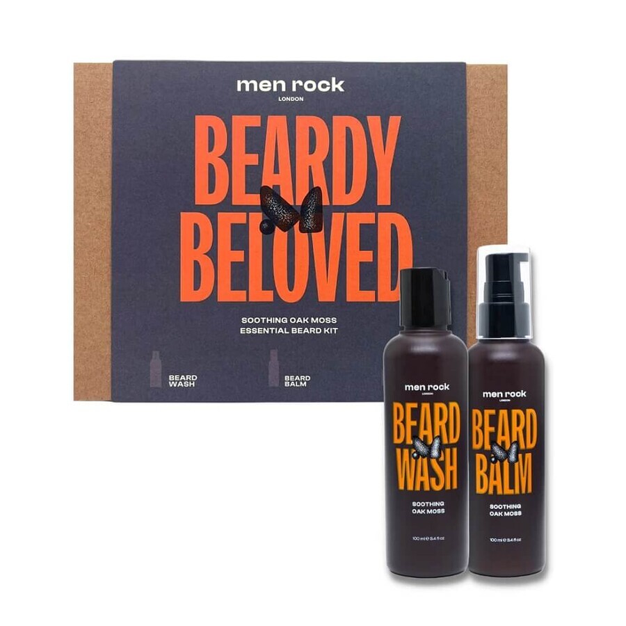 MenRock Beardy Beloved Shampoo barba lenitivo al muschio di quercia 100ml + Balsamo barba 100ml