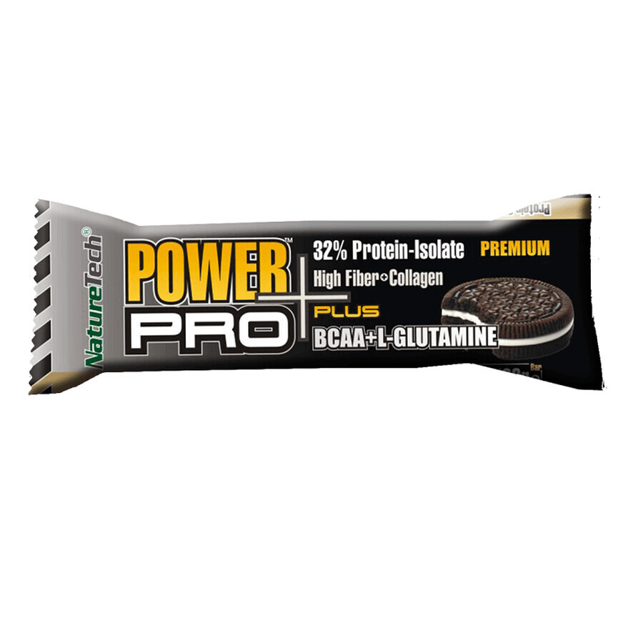 POWER PRO PLUS 32% protein bar with BCAA and L-GLUTAMINE, with cookies and whipped cream, 80g, Nature Tech