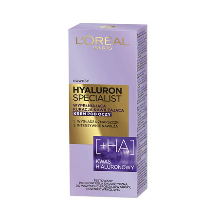 L'Oreal Paris Hyaluron Specialist Crema idratante rimpolpante per gli occhi, 15ml