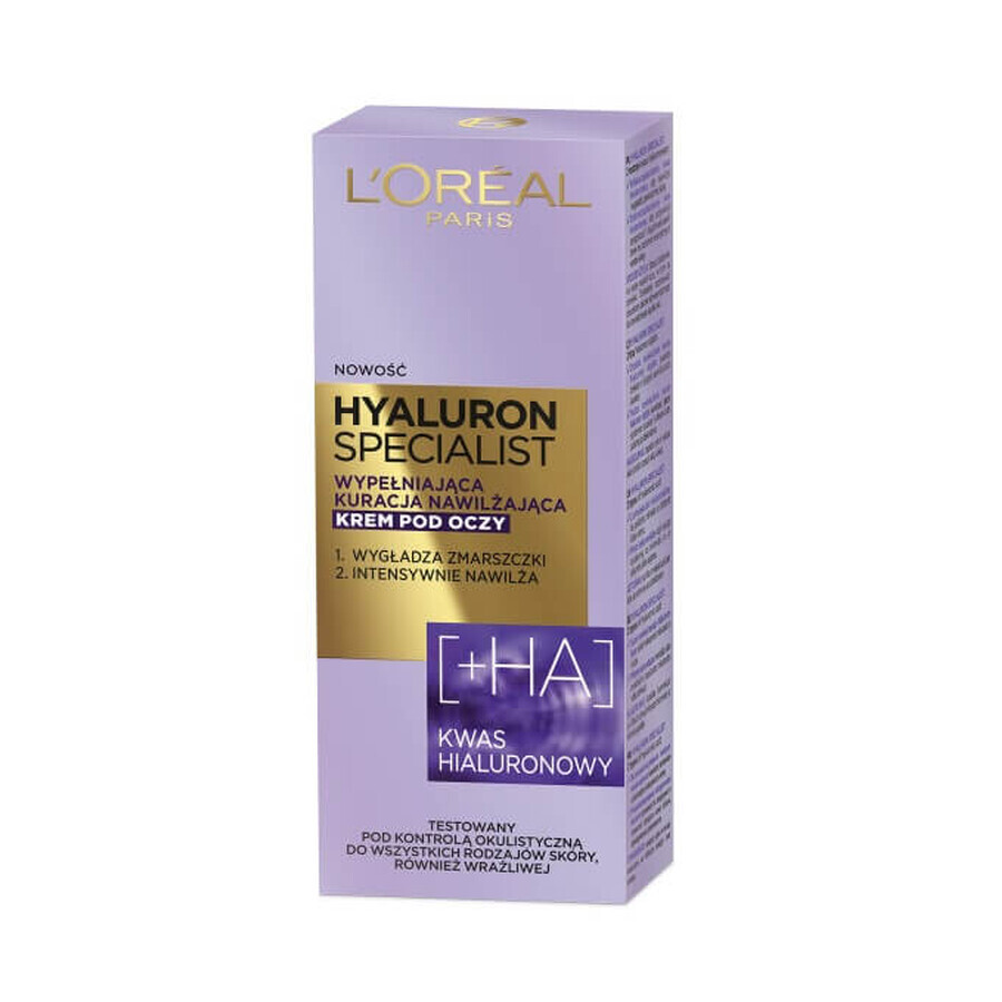 L'Oreal Paris Hyaluron Specialist Crema idratante rimpolpante per gli occhi, 15ml