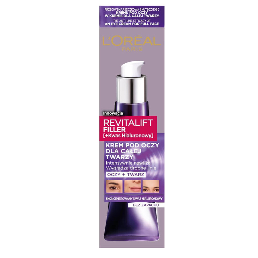 L'Oreal Paris Revitalift Filler [+ Acido Ialuronico] Crema occhi viso completa 30ml