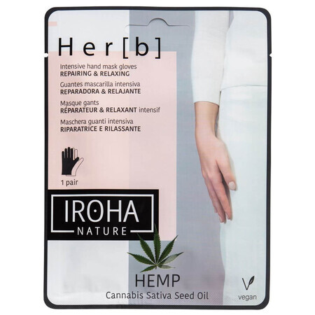 Iroha Nature Mascarilla Reparadora y Relajante para Manos y Uñas Mascarilla Reparadora de Cannabis Doni, 2x8g