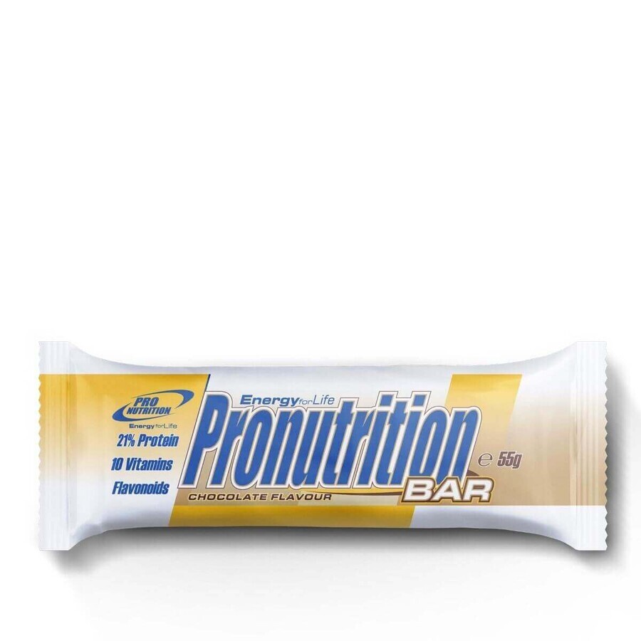 Barretta proteica energizzante al gusto di cioccolato, 55 g, Pro Nutrition