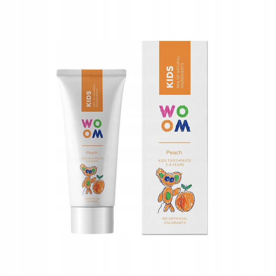 Woom Kids Natural Toothpaste for children 3-8 years Peach, 50ml